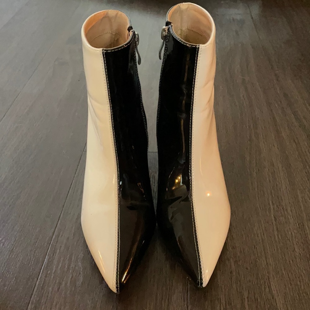 Funky half/half patent boots